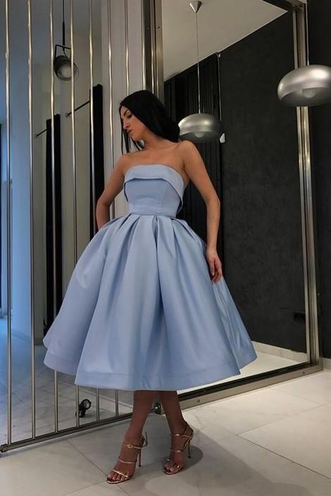 Strapless Blue Short Ball Gown homecoming Wear Dresses CD1862