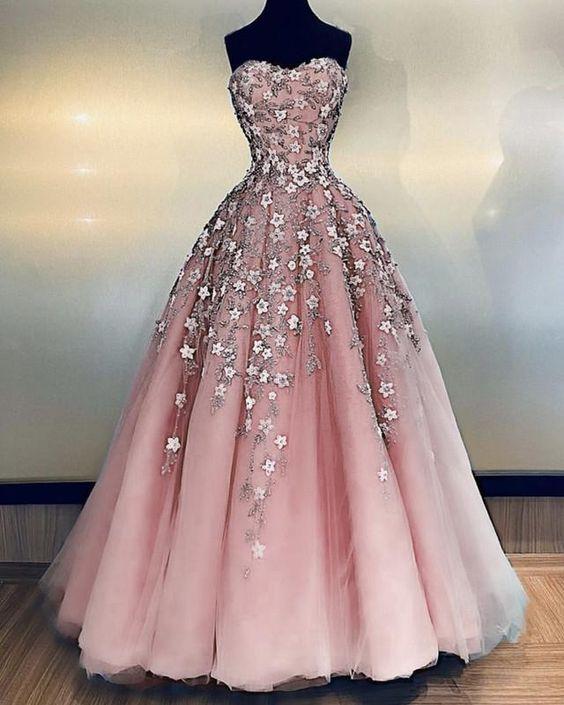 Tulle Sweetheart Prom Dresses Ball Gown 3D Flowers CD18875