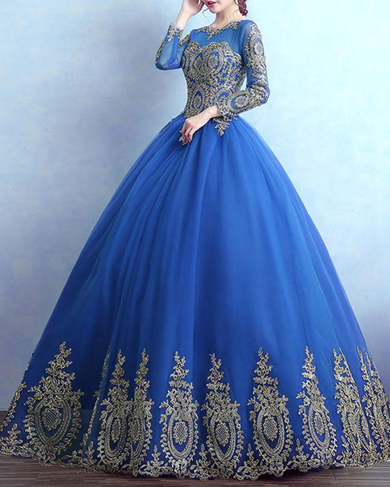 royal blue long ball gown prom dress CD18878