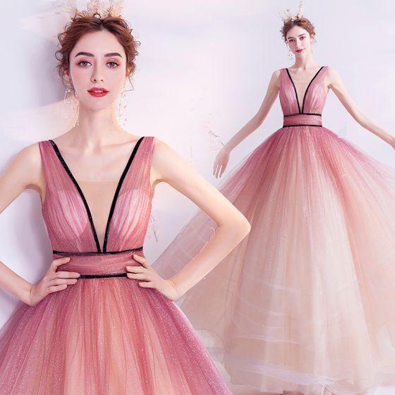 Charming Gradient-Color Candy Pink Prom Dresses CD18930