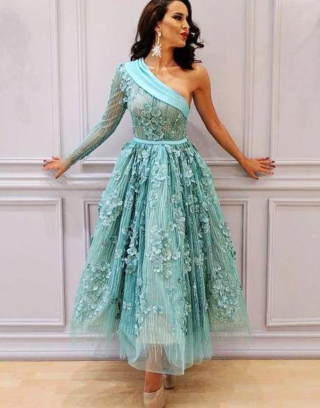 Green Tulle One Shoulder Lace Short Prom Dress CD1931