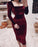 Prom Dress Sexy Burgundy Midi Dress CD19356