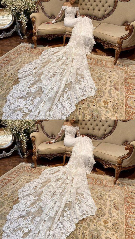 gorgeous lace wedding mermaid dress Prom Dress CD19451