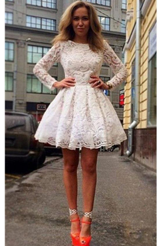 Long Sleeves Lace Homecoming Dresses, Classy Short homecoming Dresses, Pretty Homecoming Dress For Teens CD1961