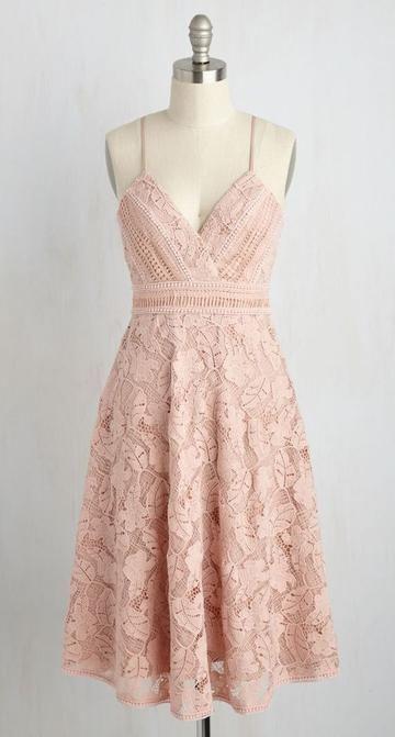A-Line Spaghetti Straps Knee-Length Pink Sleeveless Lace Homecoming dress CD1974