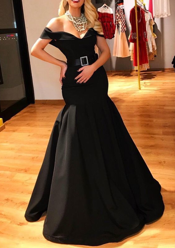 Mermaid Off The Shoulder Prom Dresses Satin Gown CD20242