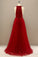 Red Pleated Long Chiffon Prom Dress CD20243
