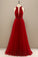 Red Pleated Long Chiffon Prom Dress CD20243