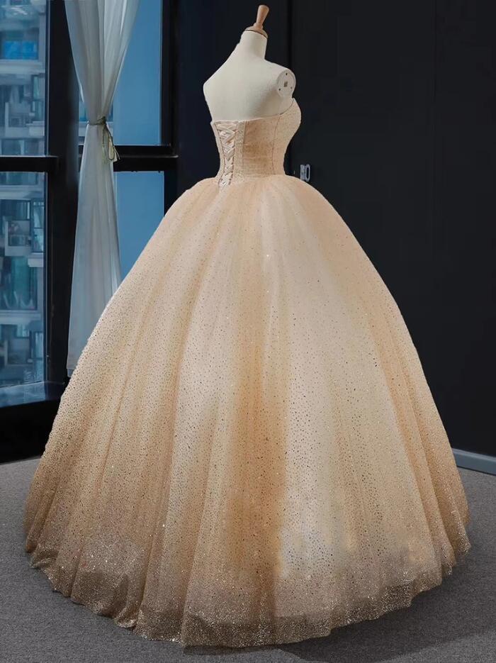 Ball Gown Sequins Prom Dress Cheap Beading Plus Size Prom Dress CD20243