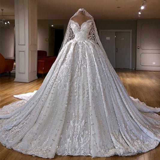 Luxury Beaded A-Line Wedding Dress Sweetheart Lace Appliques Wedding Gowns Custom Make Handmade Bridal Dress Prom Dress CD20244