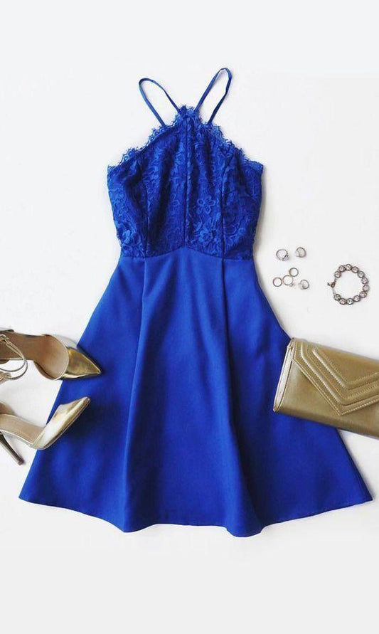 Royal Blue Homecoming Dress, Short Dresses, Lace Homecoming Gowns, Fitted Party Dress CD2024