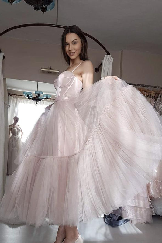 Cute tulle short prom dress light pink evening dress CD20242