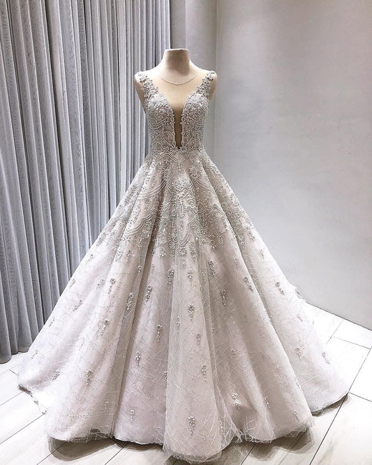 Unique Wedding Gown Lace Wedding Dress Princess Gown prom dress CD20286