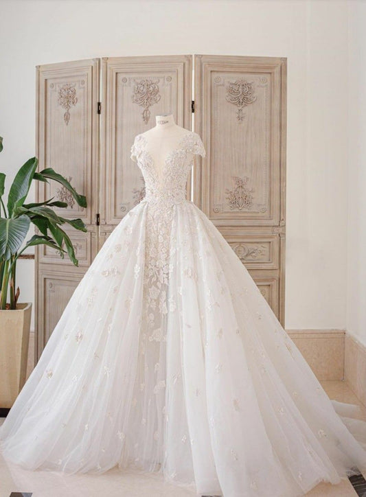 Unique Wedding Gown Lace Wedding Dress Princess Gown prom dress CD20288
