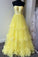 strapless A-line yellow long prom dress formal gown CD20429