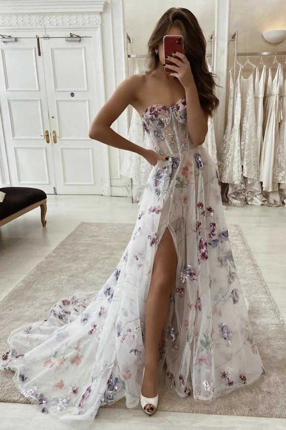 Stylish lace long A line prom dress evening dress CD20436