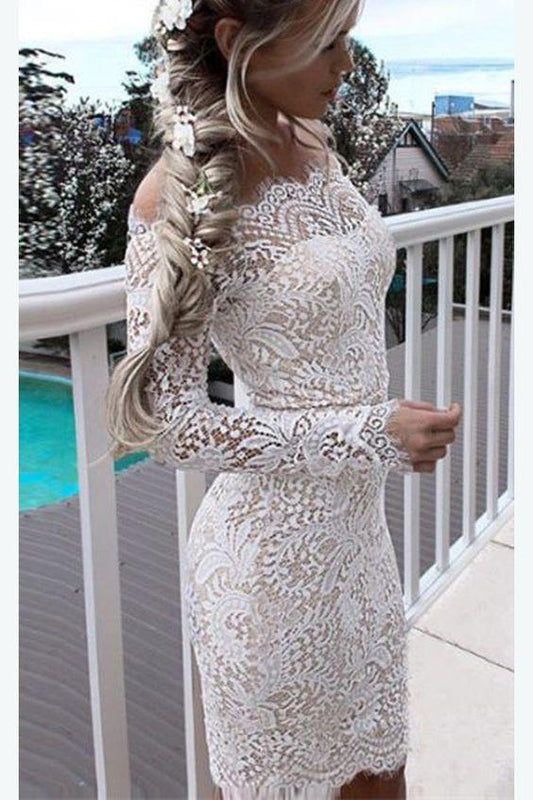 White Lace Homecoming Dress for Teens, Affordable Sexy Short Dresses CD208
