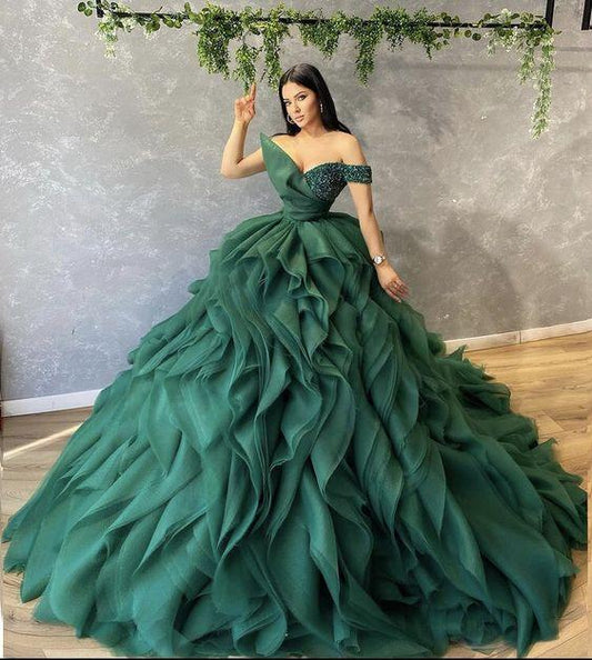 ball gown green Prom Dress, A Line Formal Evening Gowns CD21081