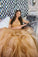 Princess Gold Ruffled Long Prom Gown CD21104