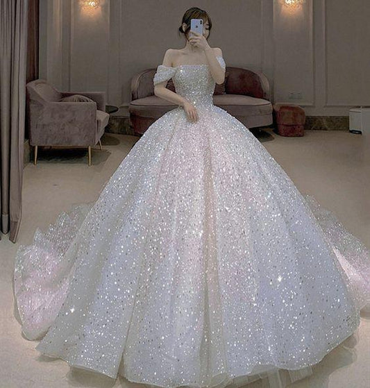 Amazing tulle sequins ball gown dress formal prom dress CD21262
