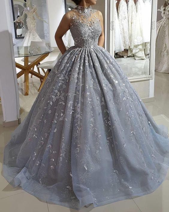 grey Prom Dresses ball gown evening dress CD21277