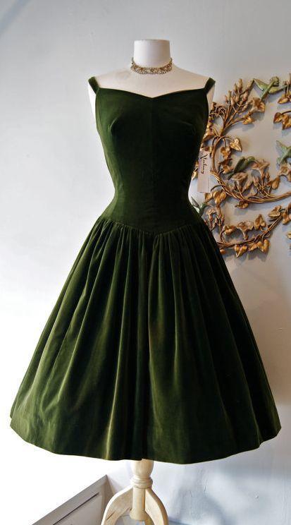 1950S Vintage Dress, Dark Green Homecoming Dresses