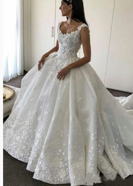 long prom dress Ball Gown Backless Lace Appliques Wedding Dresses Sweetheart Bridal Dresses CD21576