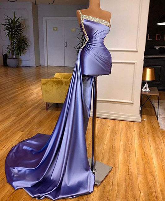 Sexy One Shoulder Short Prom Party Dress with Detachable Skirt Shiny Beaded Top Formal Women Dresses Custom Made CD21624