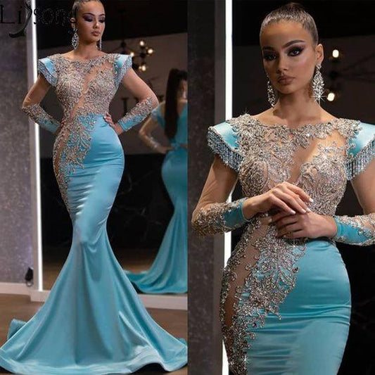 Luxury Beading Mermaid Prom Dresses CD21743