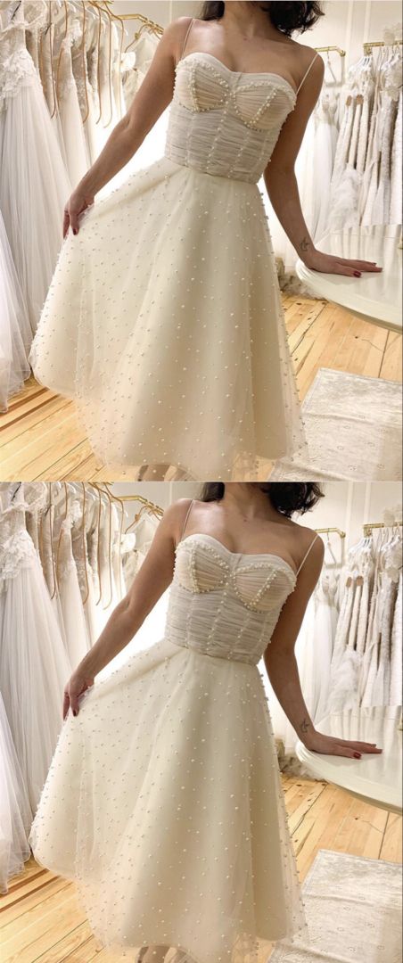 Corset Wedding Dresses Tea Length prom Dress CD21752