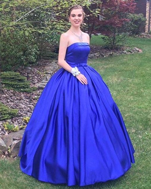 Womens Strapless Ball Gown Satin Prom Dresses CD21886