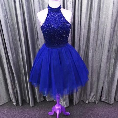 Sparkly beading halter tulle homecoming dress CD22150