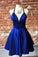 Simple Halter Royal Blue Short Homecoming Dress CD22224
