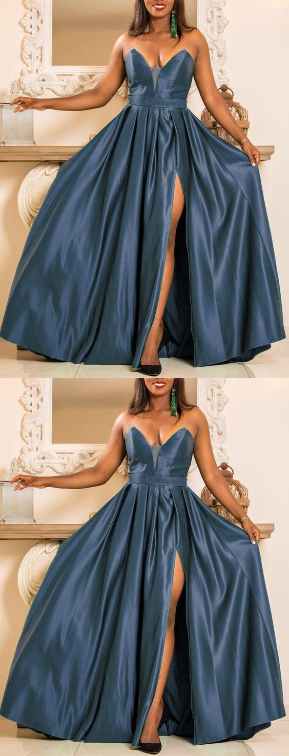 Dusty Blue Bridesmaid Dresses Long Prom Dress CD22408