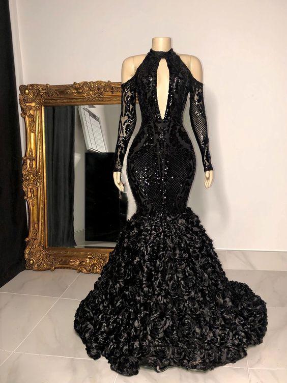 black Long Prom Dresses Formal Evening Dresses CD22416