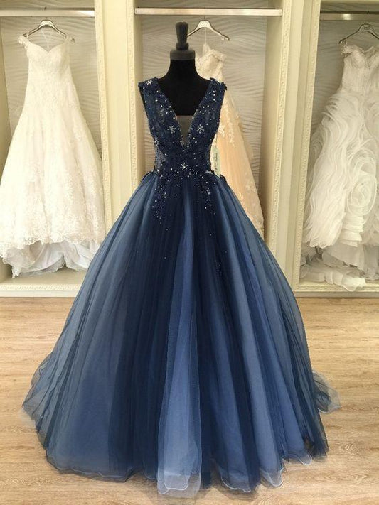 Navy Ball Gown Wedding Dresses Prom Gown CD22447