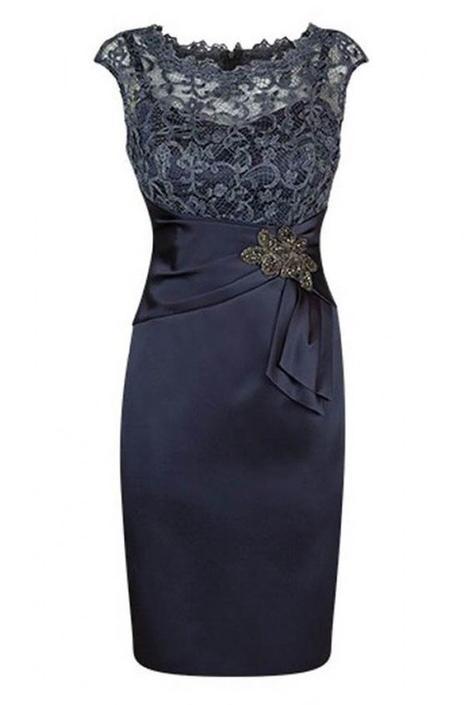 Short Sheath Navy Mother of Bride Dress with Lace Beading Homecoming Dress CD22844