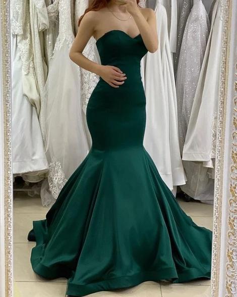 Sweetheart Mermaid Long Sleeveless Dark Green Prom Dresses CD22902