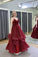 Burgundy tulle long prom dress A line evening dress CD23064