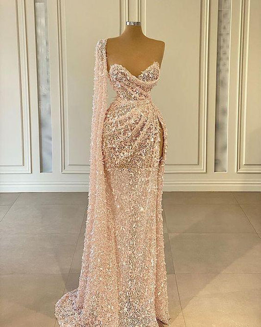 pink long prom dress, evening dress CD23093