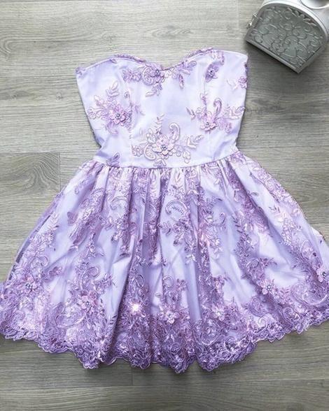 Elegant Lace Purple Short Homecoming Dresses CD23108