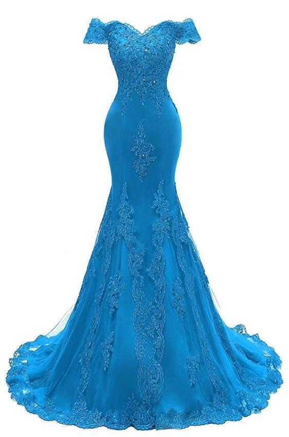 Womens V Neckline Mermaid Lace Long Prom Gown CD23181