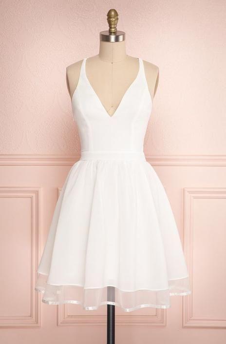 White Homecoming Dress, Short Party Dress CD23242
