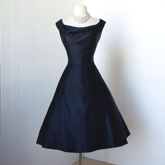 1950S Vintage Dress, Navy Blue Gowns, Mini Short Homecoming Dresses