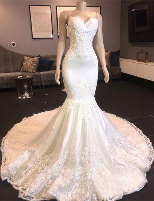 Sweetheart Lace Mermaid Wedding Dresses | Strapless Fit and Flare Bridal Gowns prom dress CD23741