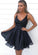 Black v neck sequins short homecoming dress CD23755