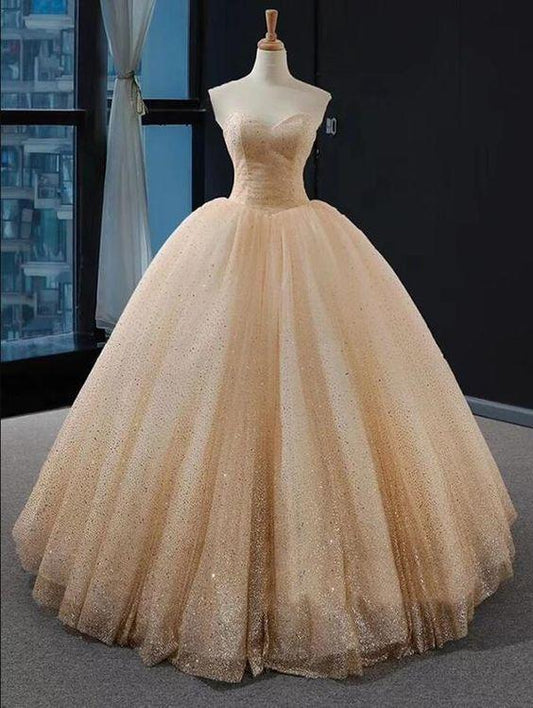 Ball Gown Sequins Prom Dress Cheap Beading Plus Size Prom Dress CD23895
