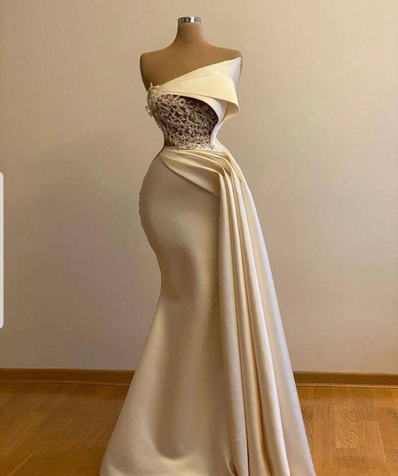 Off Shoulder Ivory Prom Dress With Cape, Wedding Gown, bridal Dress, Long Ivory Engagement Dress, African Clothing For Women, prom Dress CD23977