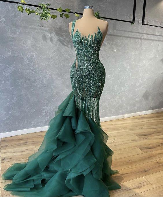 Green Long Prom Dress sexy evening gown CD24199