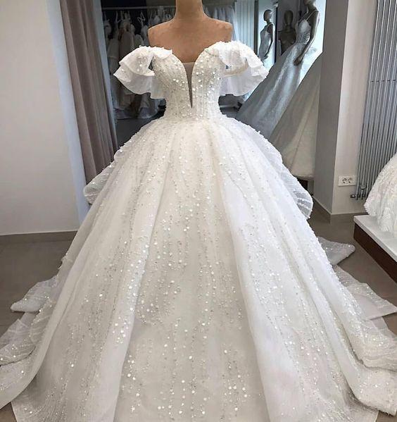 princess wedding dresses, white prom dress CD24326